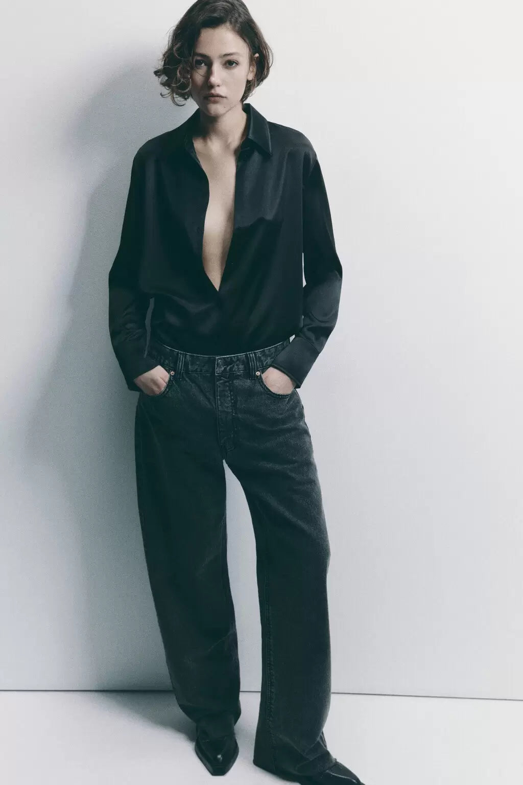 SATIN EFFECT BASIC SHIRT