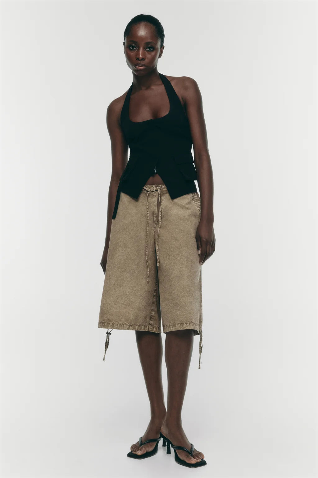 BERMUDA JORTS WIDE LEG MID RISE