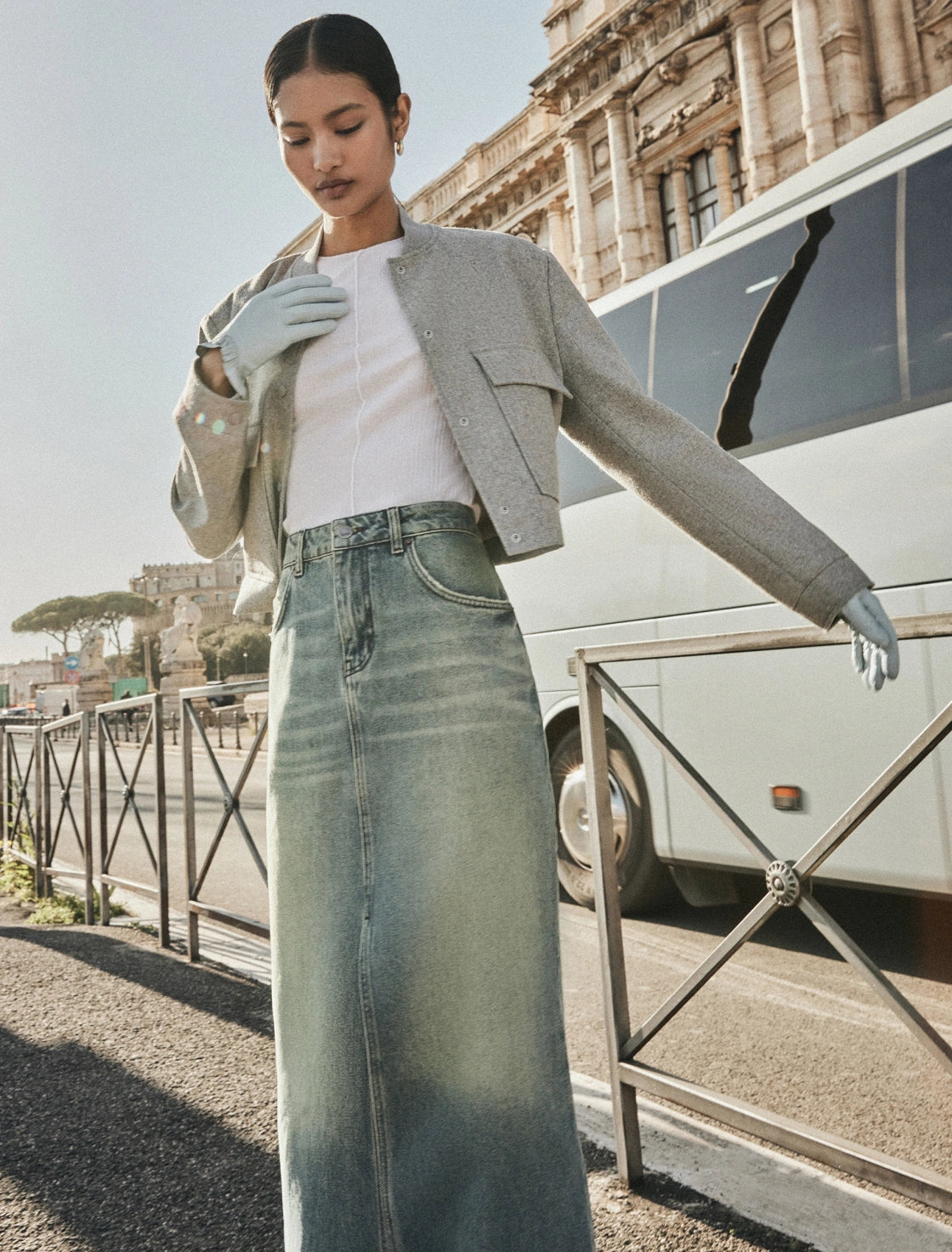 FALDA MIDI DENIM