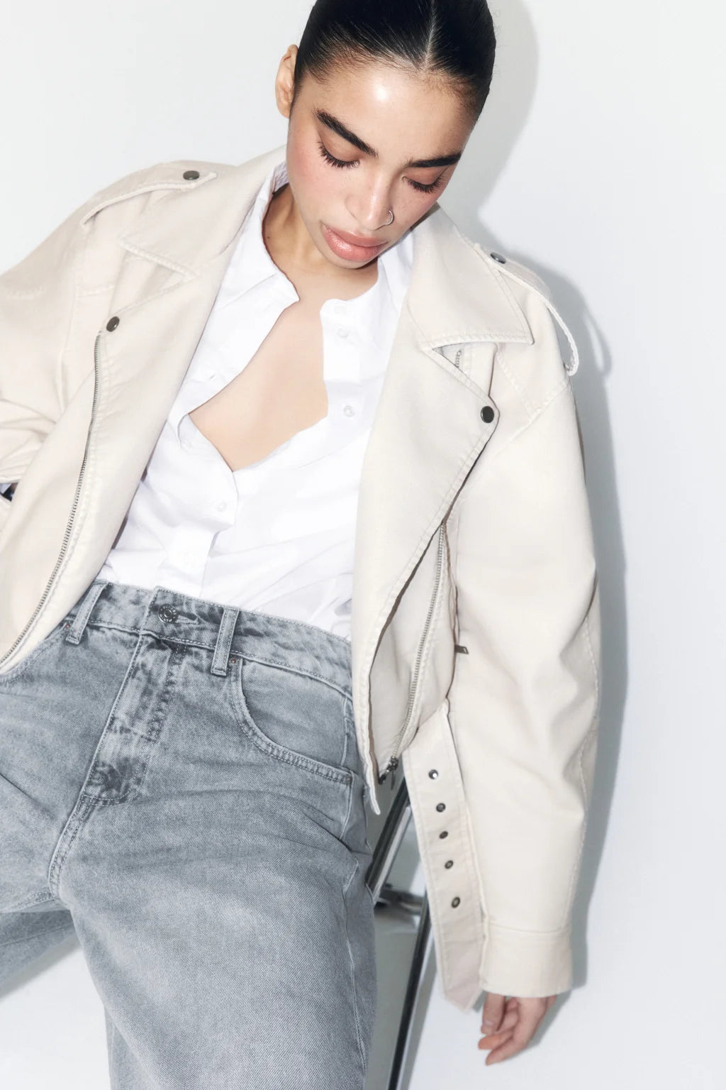 FAUX LEATHER CROP BIKER JACKET