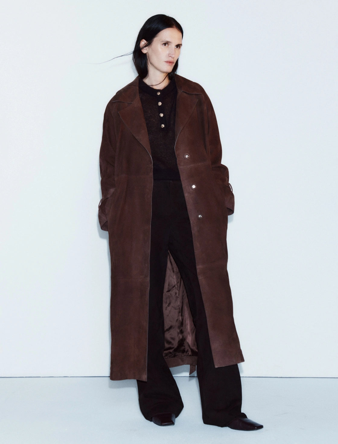 OVERSIZED SUEDE TRENCH COAT