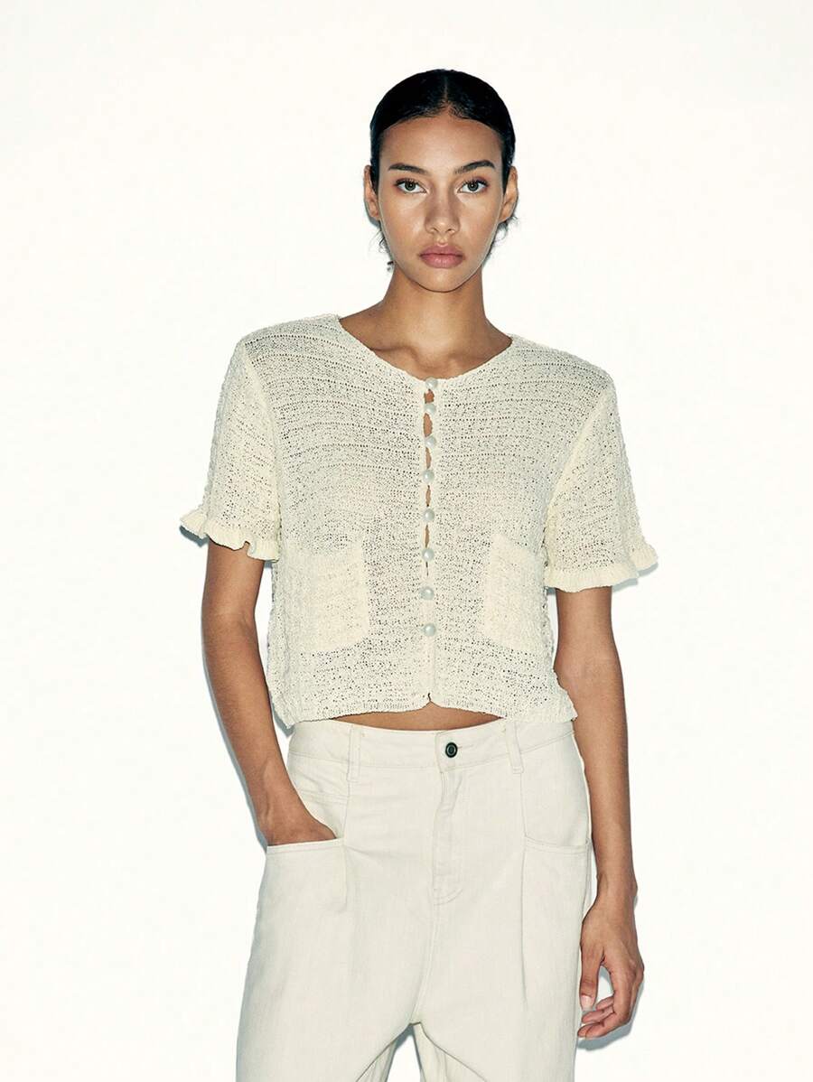 RIBBED BUTTON TOP