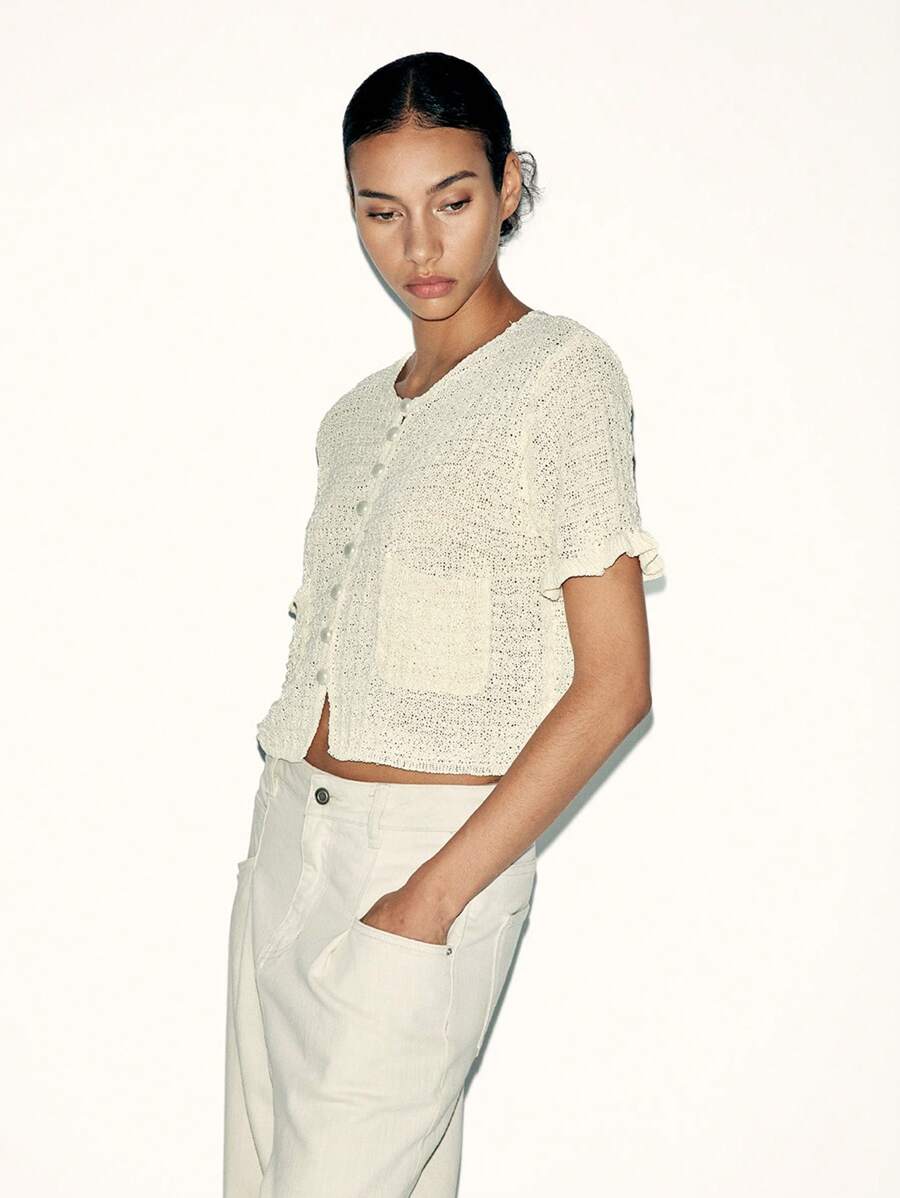 RIBBED BUTTON TOP