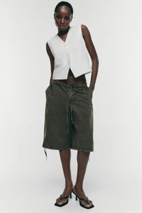 BERMUDA JORTS WIDE LEG MID RISE