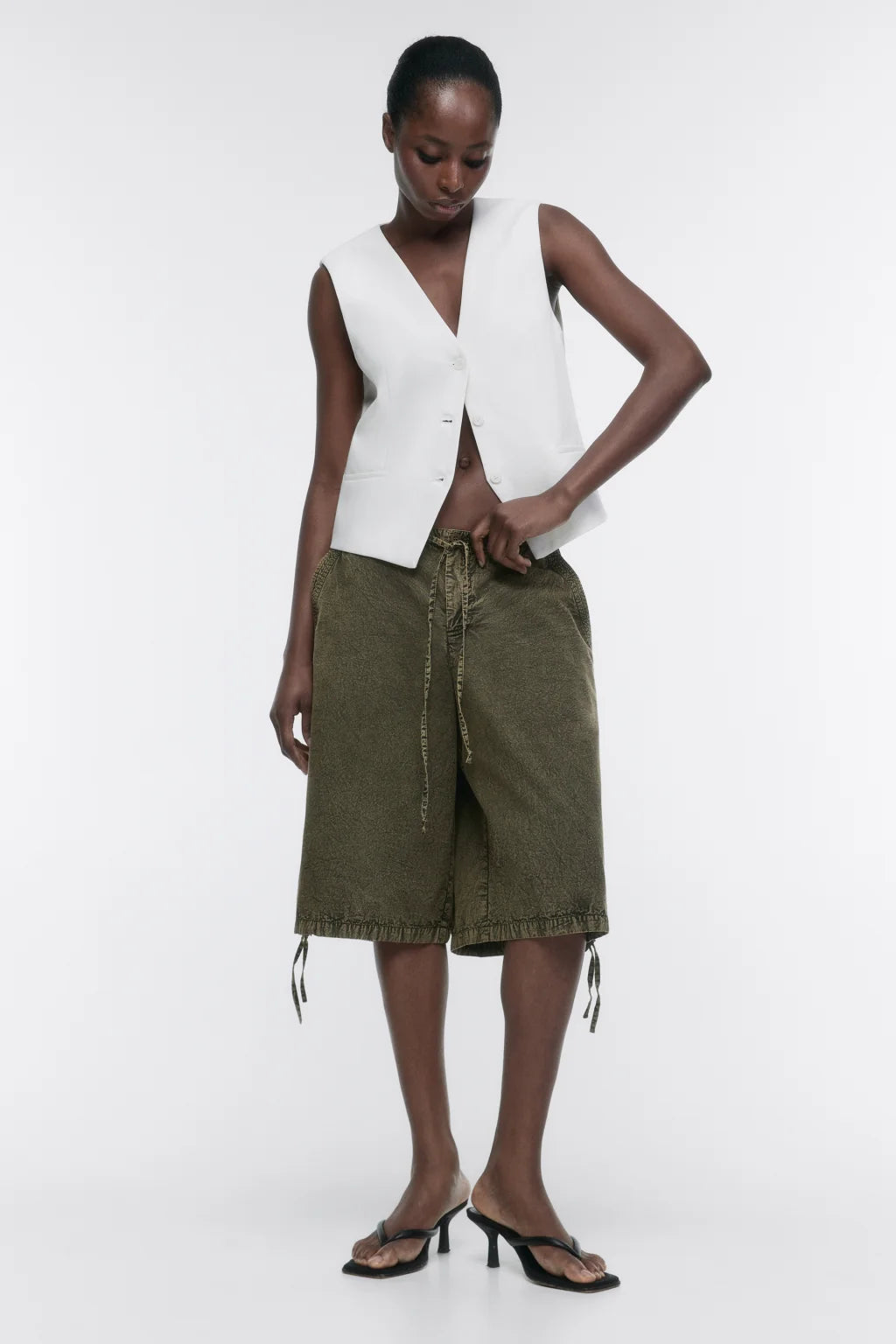 BERMUDA JORTS WIDE LEG MID RISE