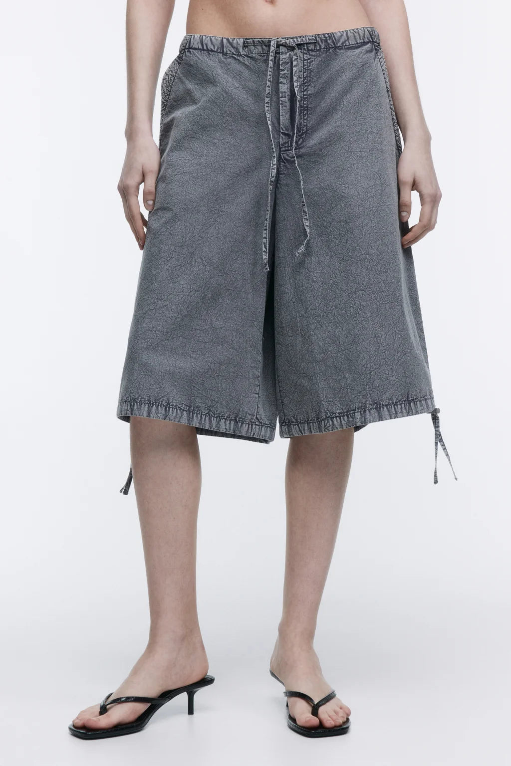 BERMUDA JORTS WIDE LEG MID RISE