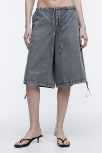 BERMUDA JORTS WIDE LEG MID RISE
