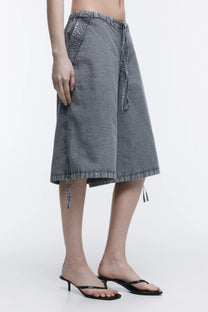 BERMUDA JORTS WIDE LEG MID RISE