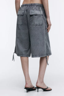 BERMUDA JORTS WIDE LEG MID RISE