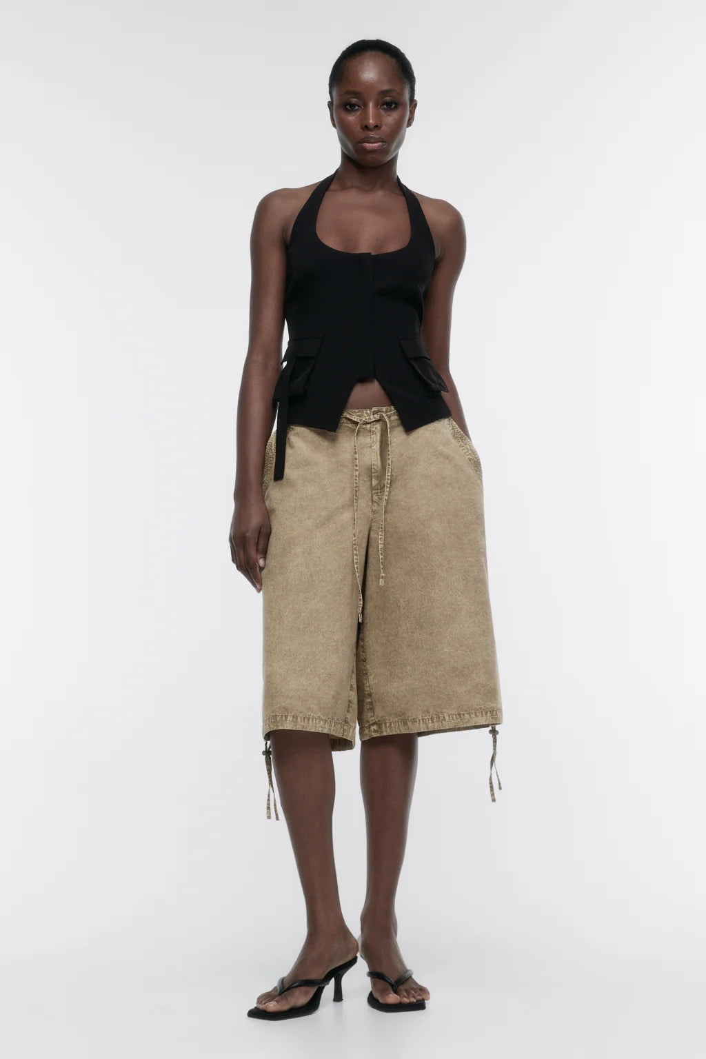 BERMUDA JORTS WIDE LEG MID RISE