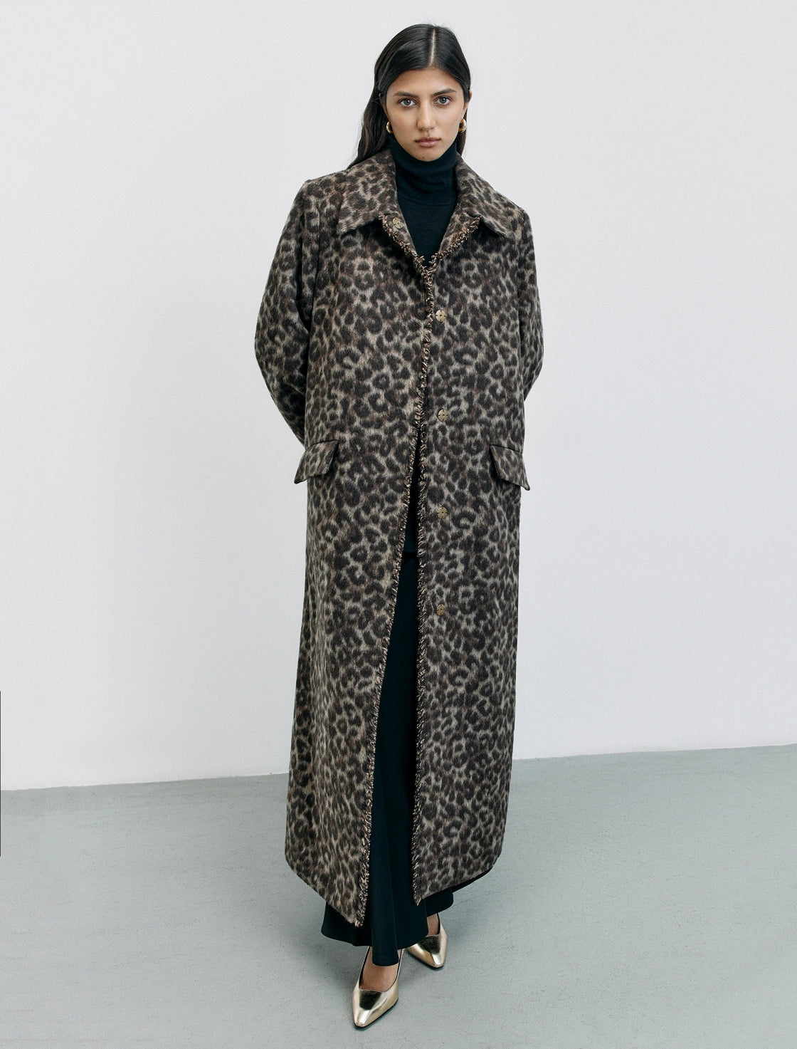 ANIMAL PRINT FAUX FUR COAT