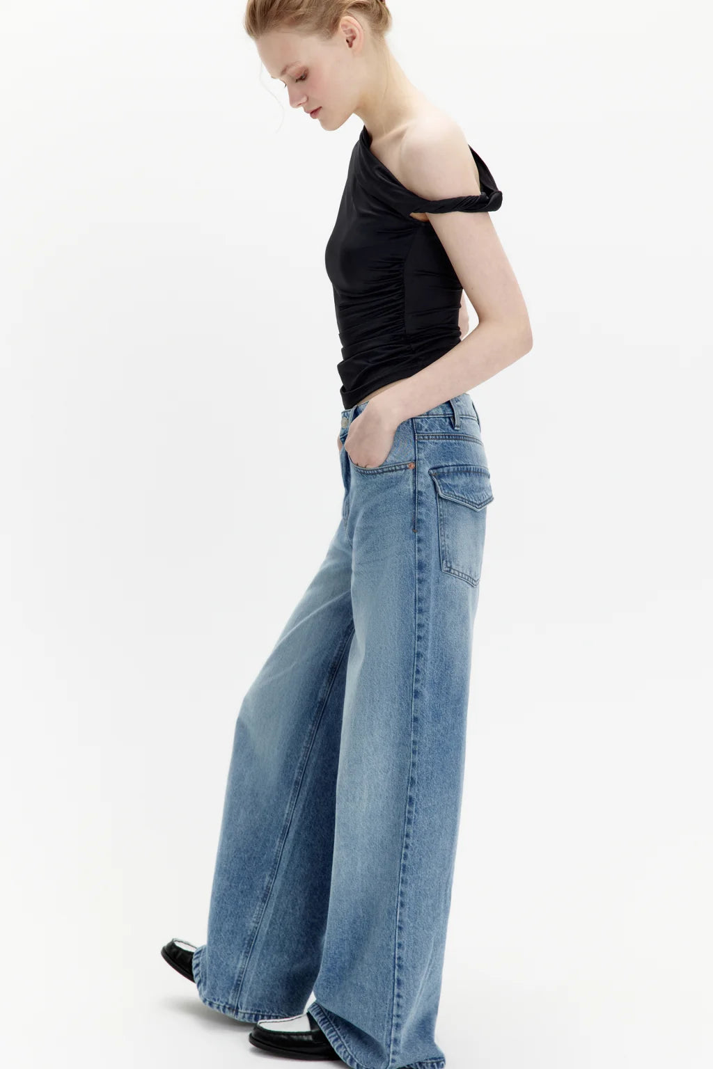 JEANS MZN COLLECTION WIDE LEG TIRO MEDIO