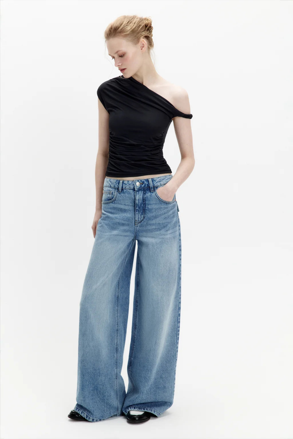 JEANS MZN COLLECTION WIDE LEG TIRO MEDIO