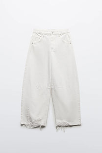 JEANS M1632 WIDE LEG RIPPED HIGH RISE