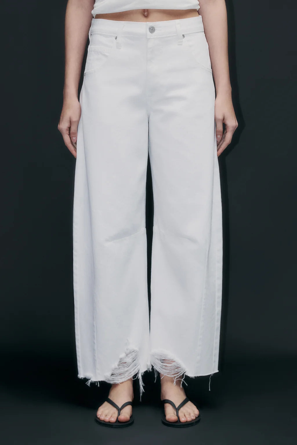 JEANS M1632 WIDE LEG RIPPED HIGH RISE