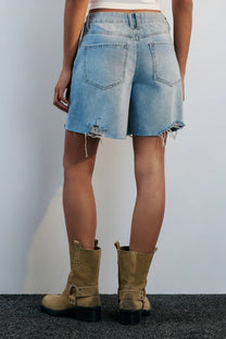 MID-RISE DENIM BERMUDA SHORTS