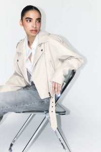FAUX LEATHER CROP BIKER JACKET