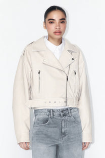 FAUX LEATHER CROP BIKER JACKET