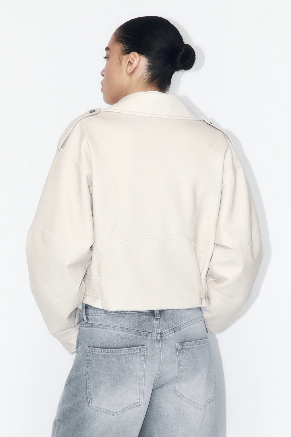 FAUX LEATHER CROP BIKER JACKET