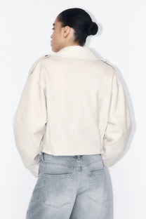 FAUX LEATHER CROP BIKER JACKET