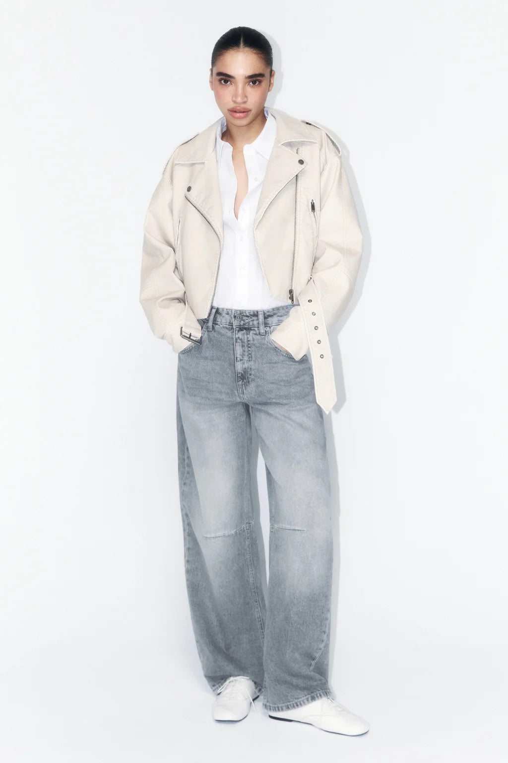 FAUX LEATHER CROP BIKER JACKET