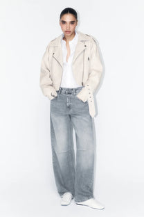 FAUX LEATHER CROP BIKER JACKET