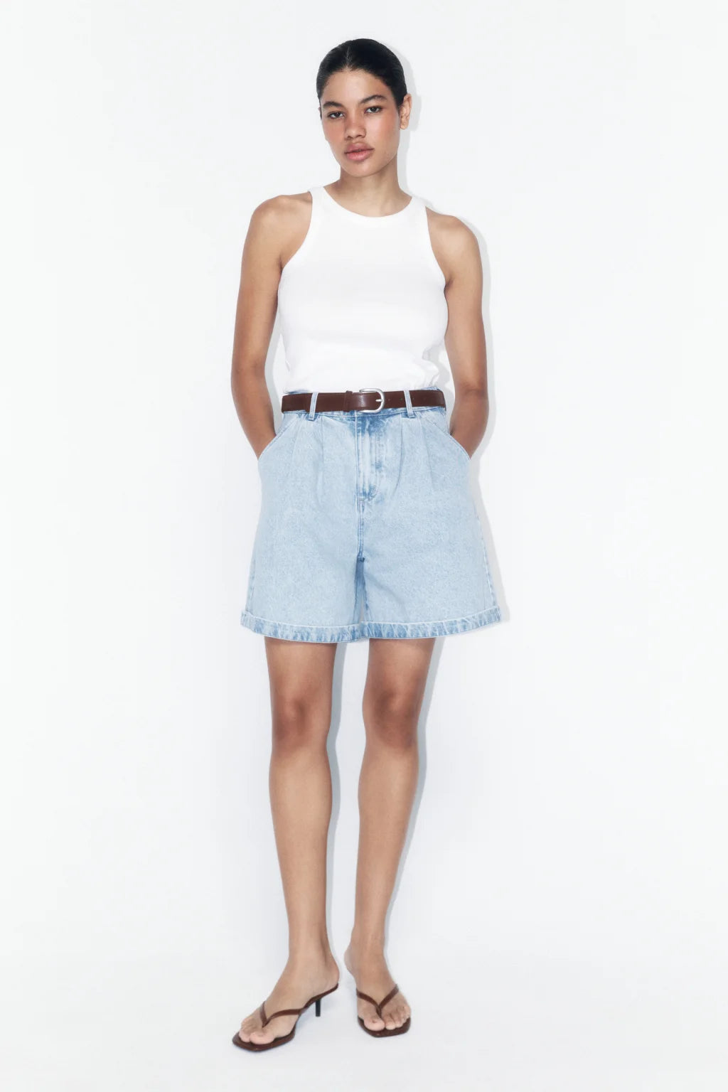 M1632 HIGH-WAISTED PAPERBAG DENIM SHORTS