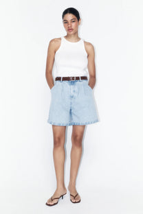 M1632 HIGH-WAISTED PAPERBAG DENIM SHORTS