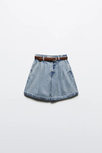 M1632 HIGH-WAISTED PAPERBAG DENIM SHORTS