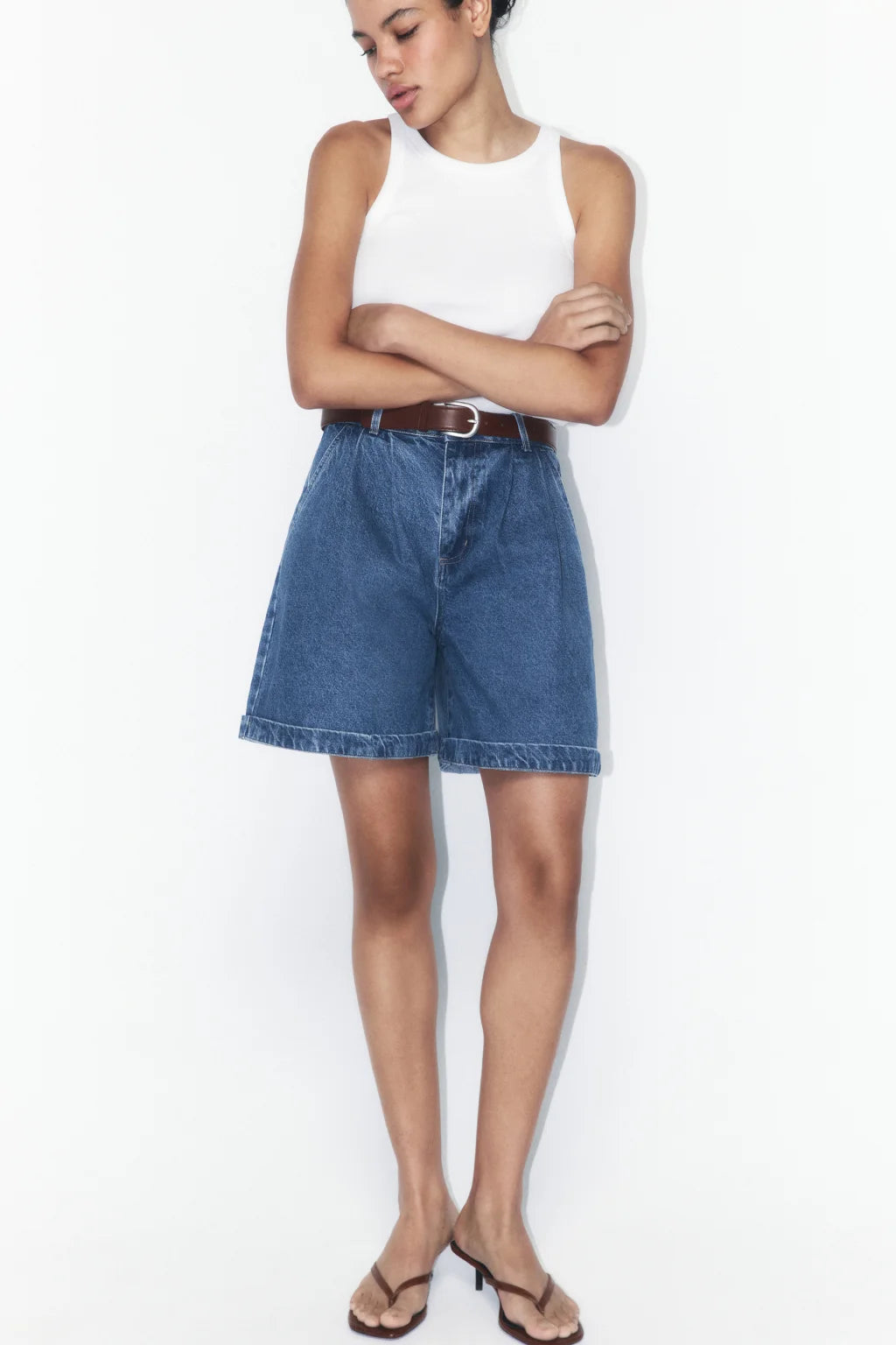 M1632 HIGH-WAISTED PAPERBAG DENIM SHORTS