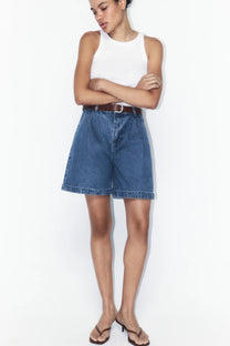 M1632 HIGH-WAISTED PAPERBAG DENIM SHORTS