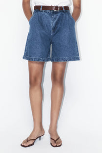 M1632 HIGH-WAISTED PAPERBAG DENIM SHORTS