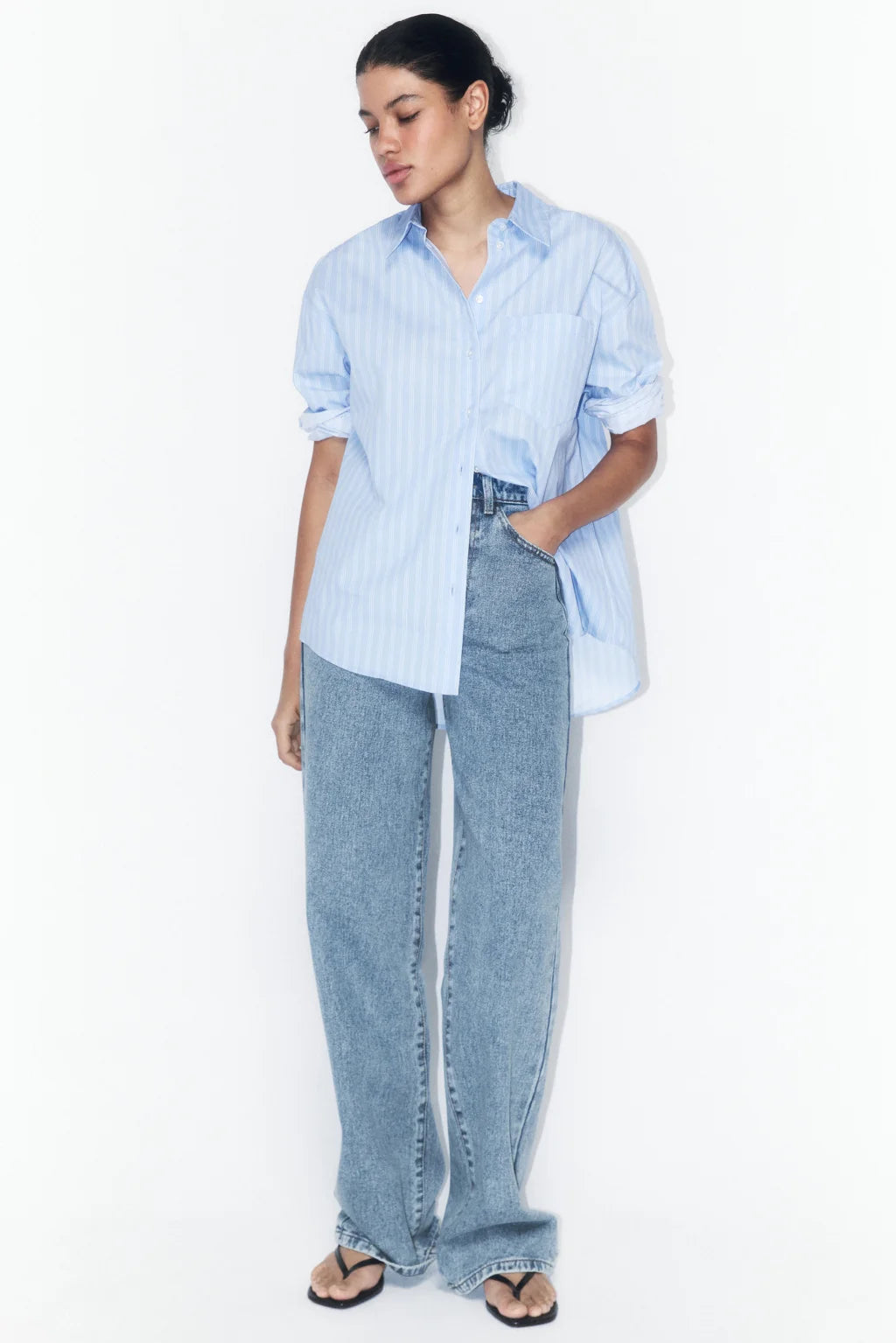 JEANS MZN COLLECTION WIDE LEG TIRO ALTO