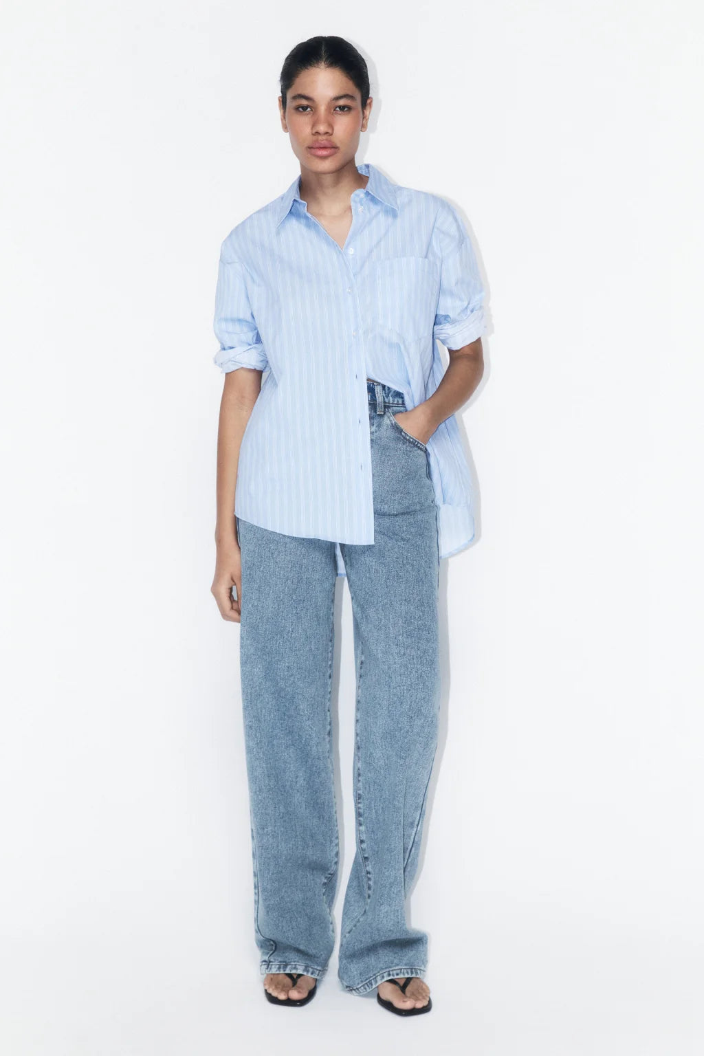 JEANS MZN COLLECTION WIDE LEG TIRO ALTO