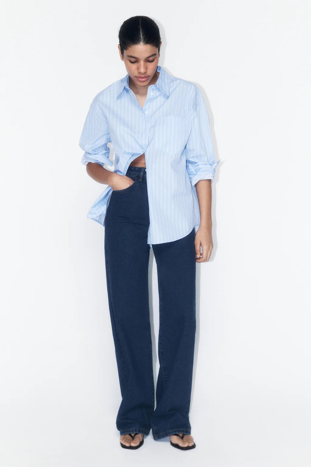 JEANS MZN COLLECTION WIDE LEG TIRO ALTO