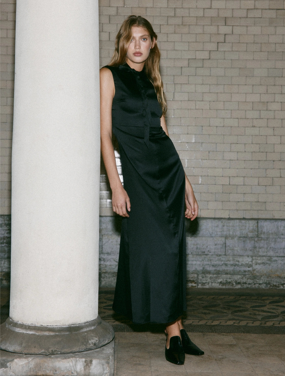 SATIN MIDI DRESS