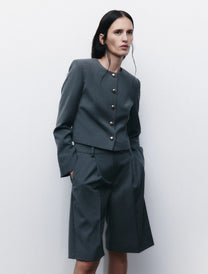 PLEATED LINEN BLEND SHORTS MW COLLECTION