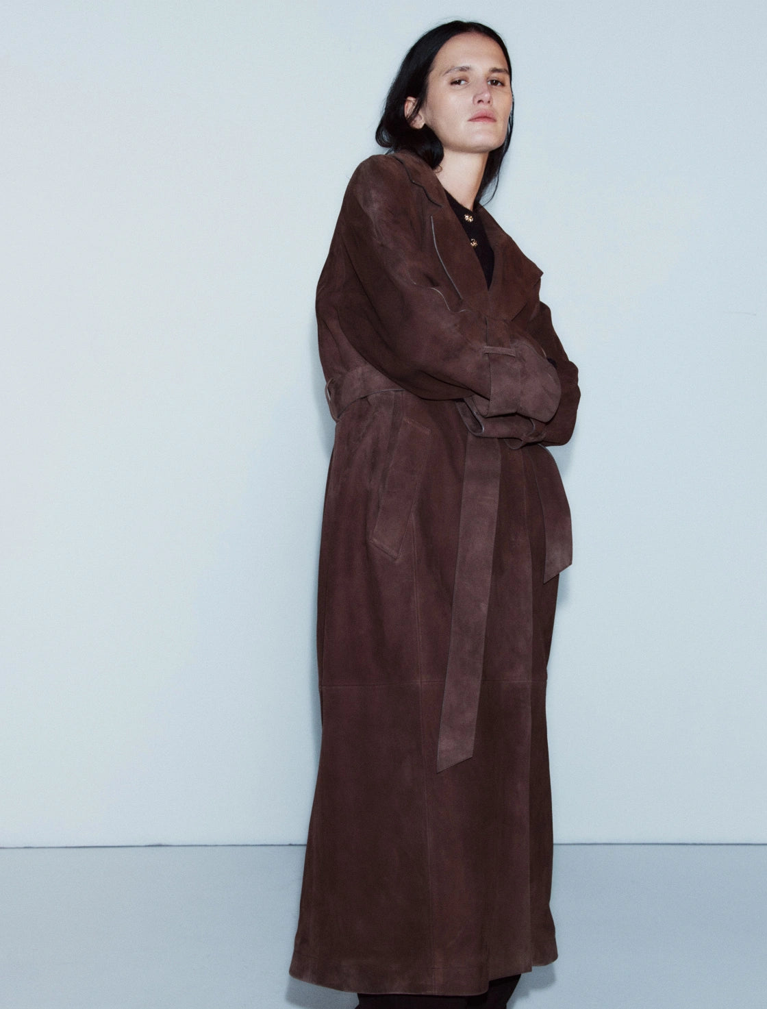 OVERSIZED SUEDE TRENCH COAT