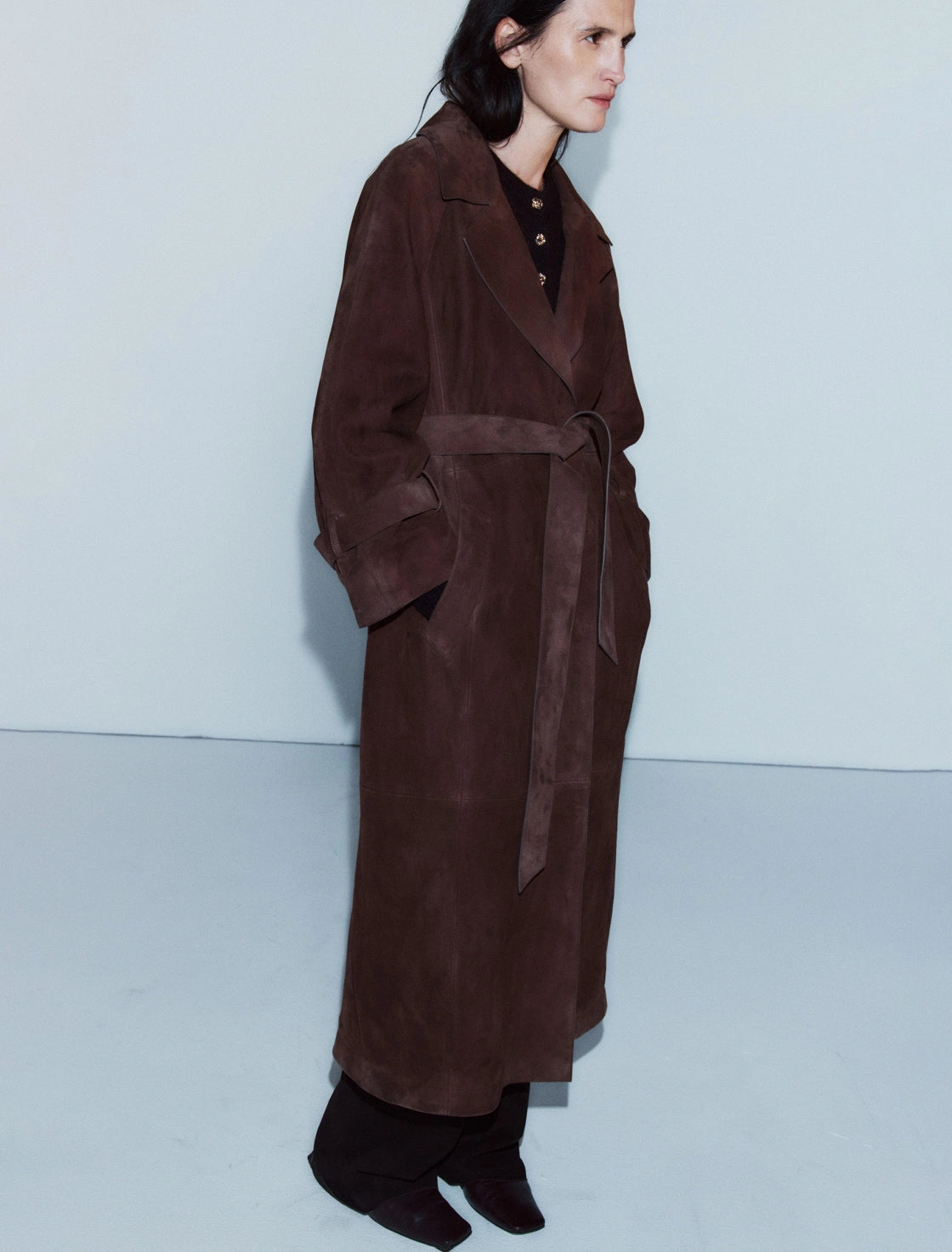 OVERSIZED SUEDE TRENCH COAT