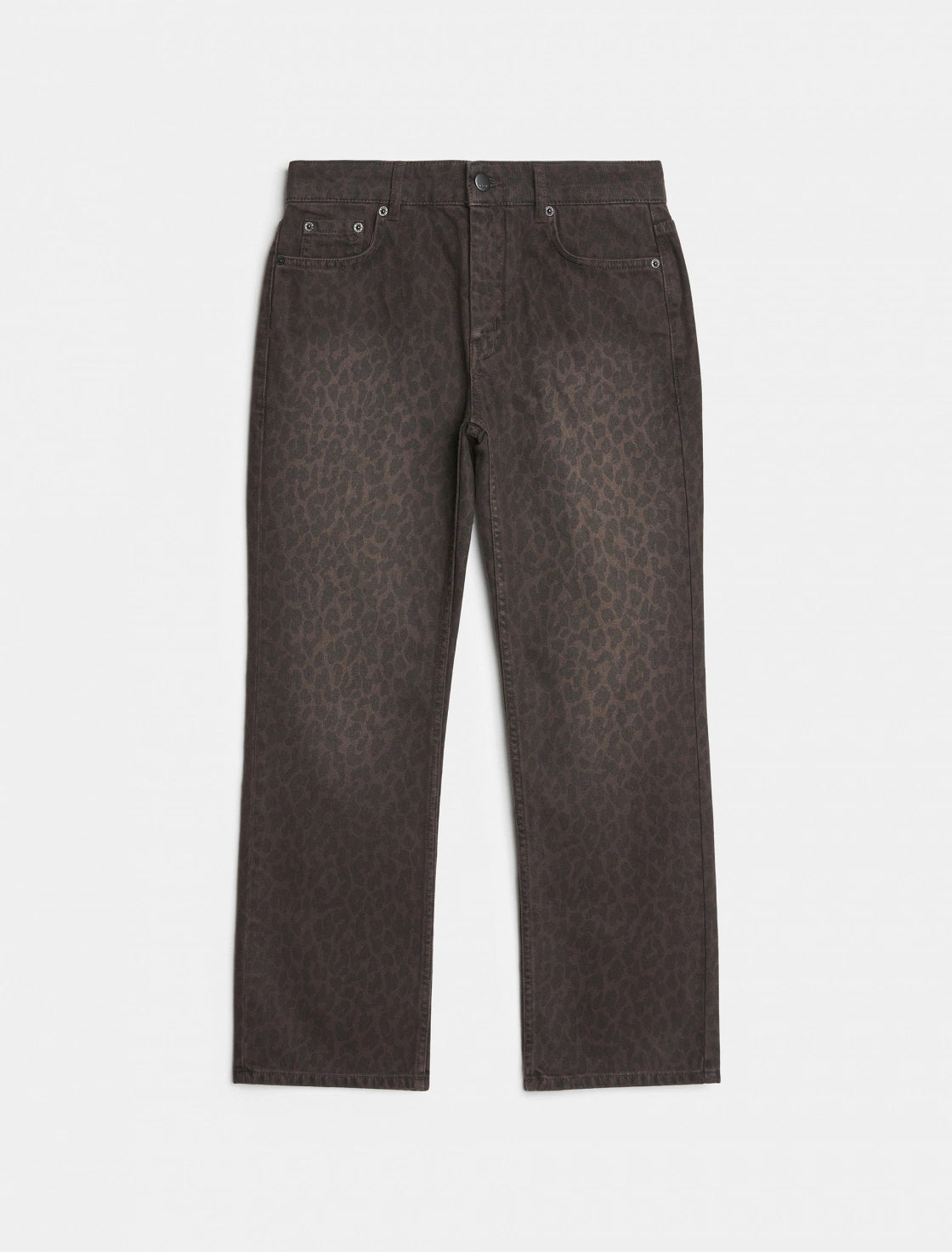 HIGH WAISTED ANIMAL PRINT STRAIGHT JEANS
