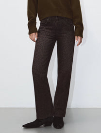 HIGH WAISTED ANIMAL PRINT STRAIGHT JEANS